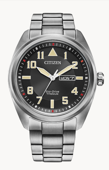 Gents Titanium Citizen Eco-Drive "Garrison" with Black Dial