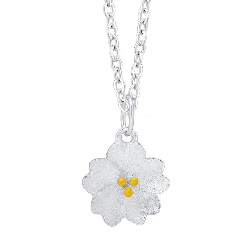 Fortune Jewel 925 Sterling Silver Cherry Blossom Flower Blessing Necklace Pendant