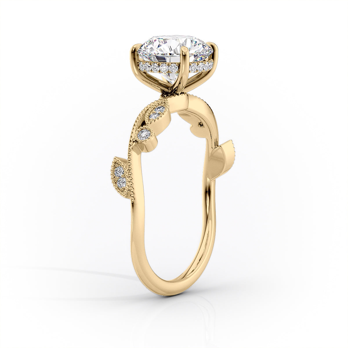 Luxurious Solarii Moissanite 2.0ct Round Cut 925 Sterling Silver Hidden Halo Engagement Ring