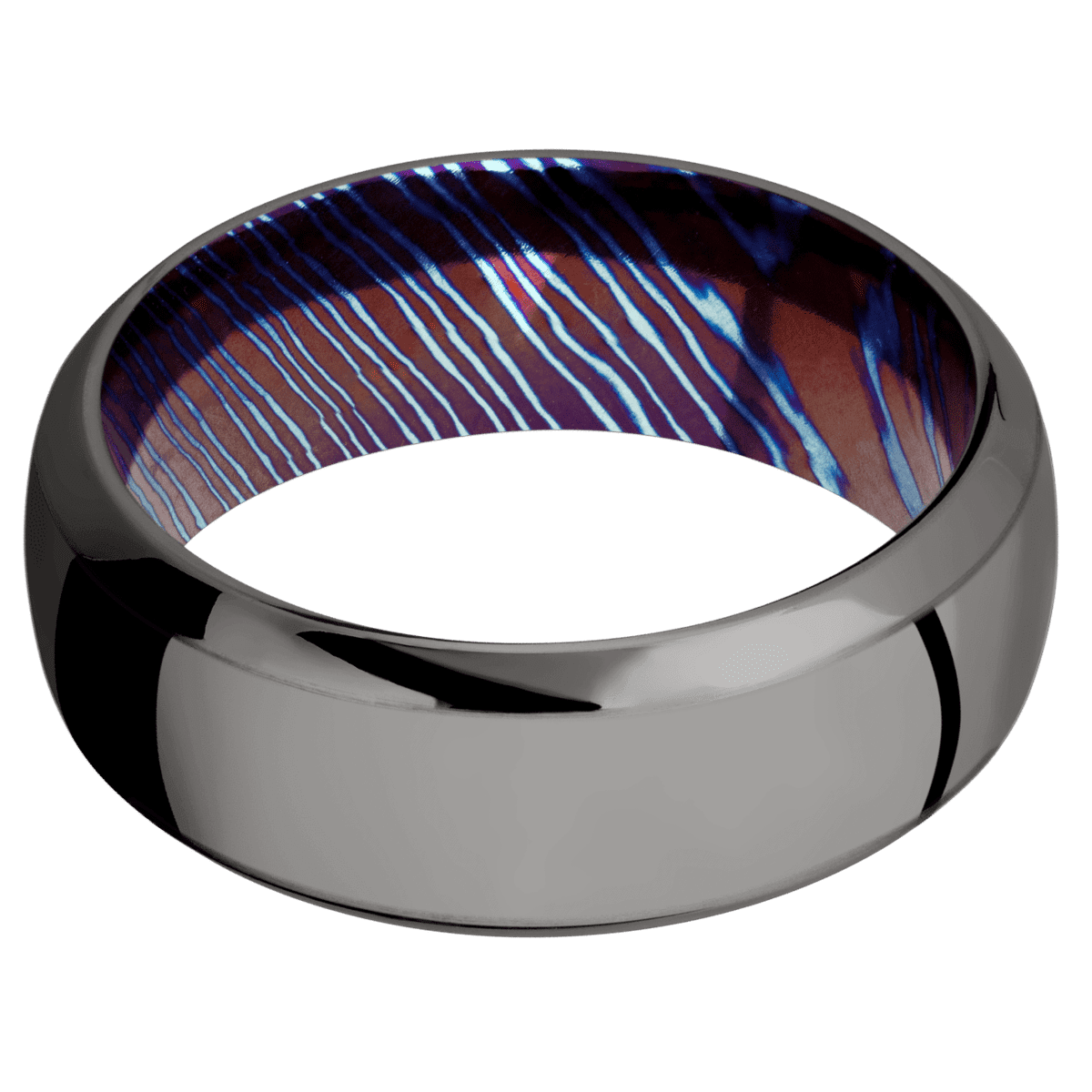 Tantalum Noir + Polish , Polish Finish + Titanium Damascus