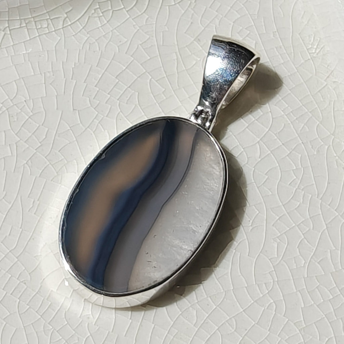 Earth Tones Agate Pendant in Sterling Silver | May birthstone and Gemini Gift