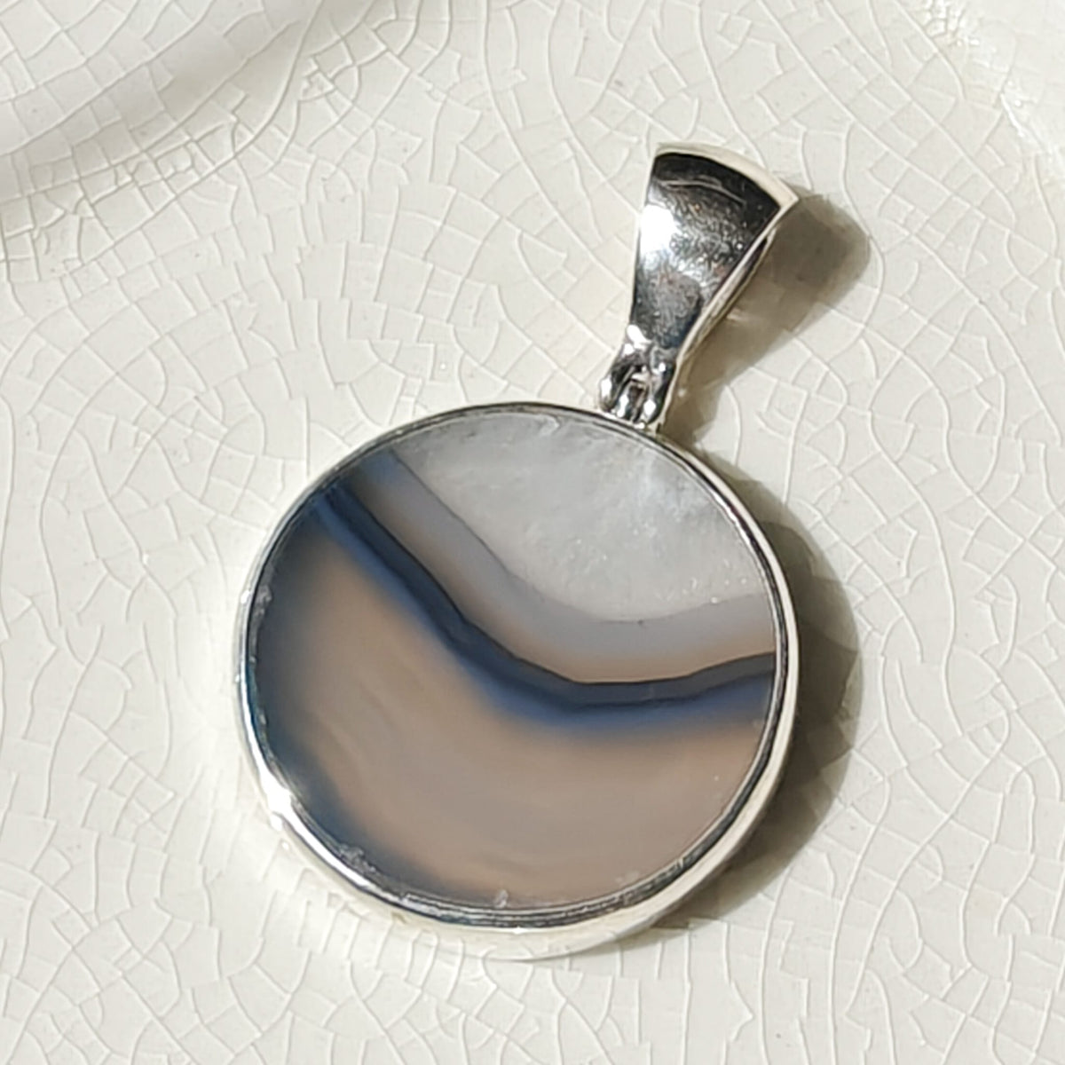 Earth Tones Agate Pendant in Sterling Silver | May birthstone and Gemini Gift