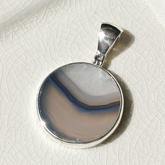 Earth Tones Agate Pendant in Sterling Silver | May birthstone and Gemini Gift