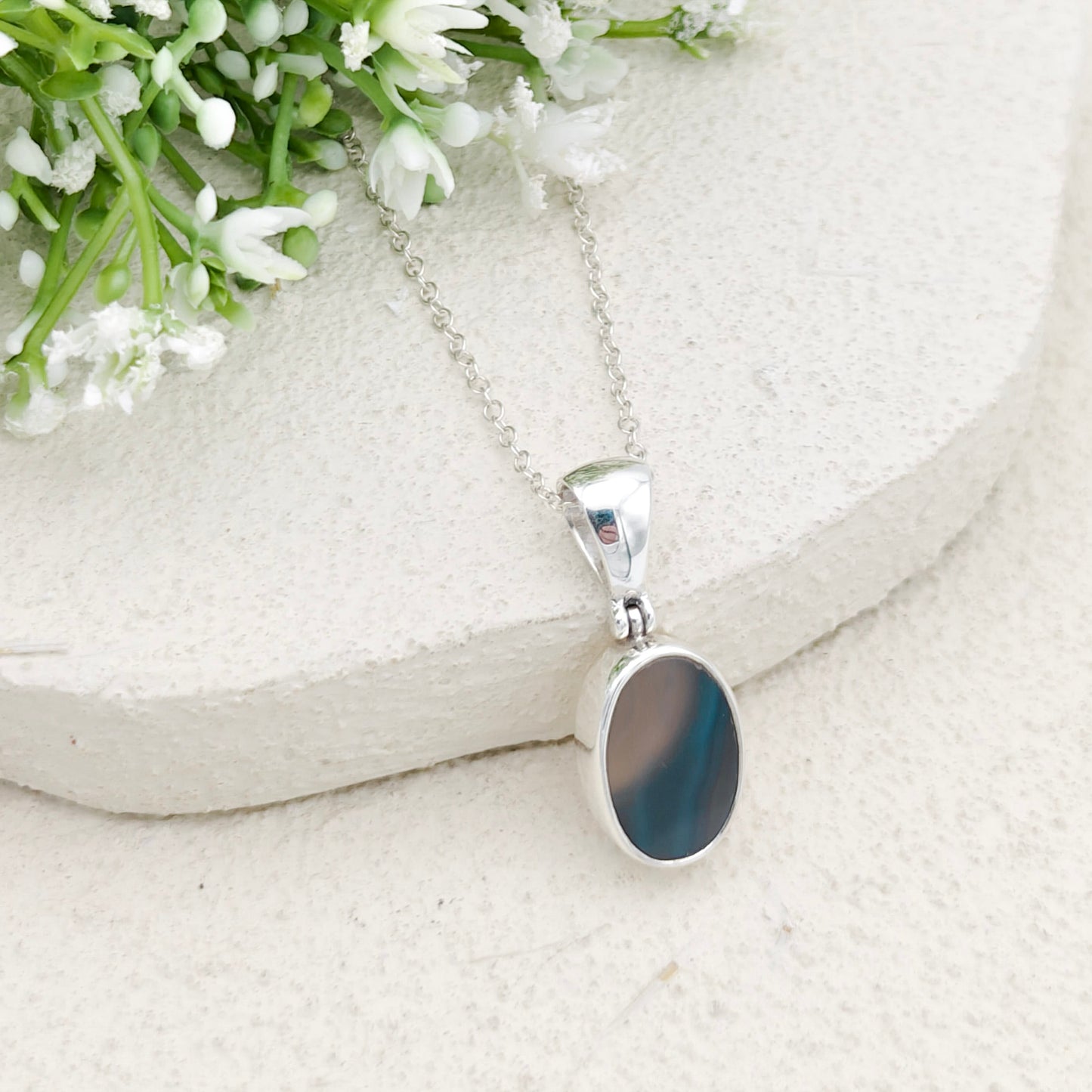 Earth Tones Agate Pendant in Sterling Silver | May birthstone and Gemini Gift