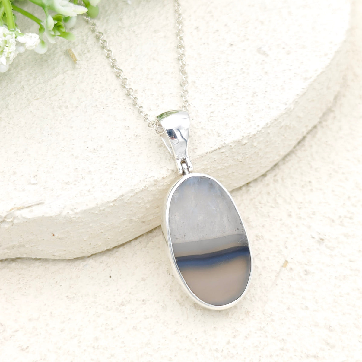 Earth Tones Agate Pendant in Sterling Silver | May birthstone and Gemini Gift