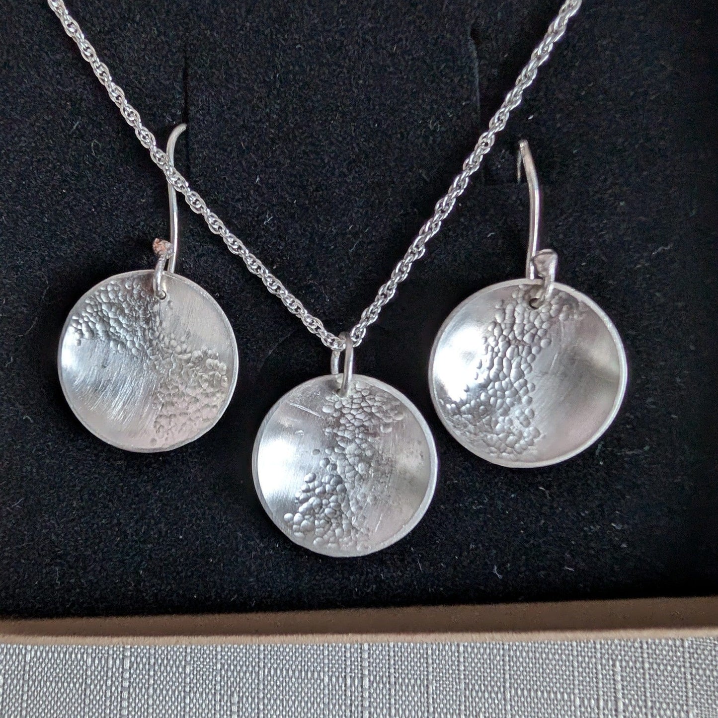 Eco Silver Hammered Dome Earrings | 18 mm Circle | Dangle and Drop Earrings | Recycled Sterling Silver