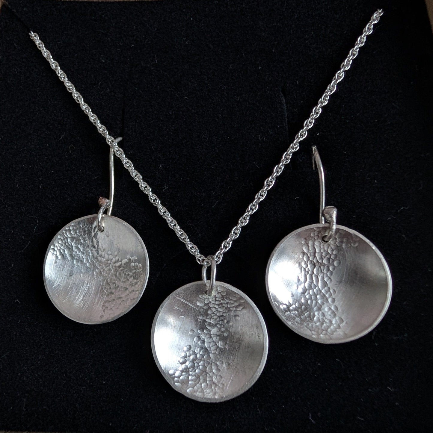 Eco Silver Hammered Dome Pendant | 18 mm Circle | Necklace | Recycled Sterling Silver