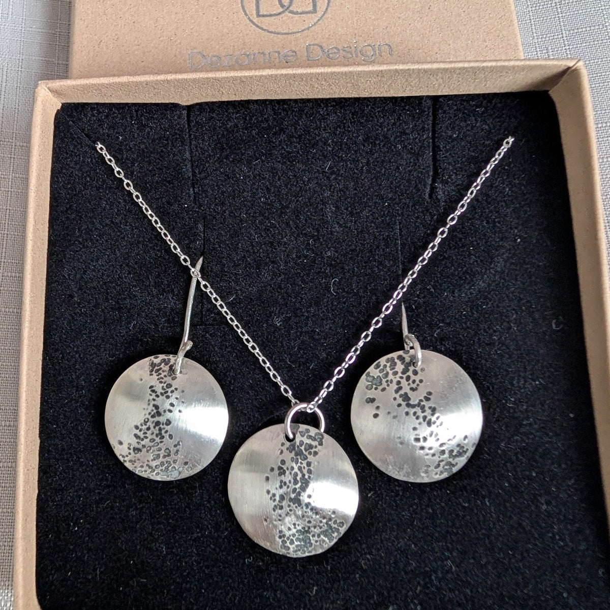 Eco Silver Oxidised Hammered Dome Pendant | 18 mm Circle | Necklace | Recycled Sterling Silver