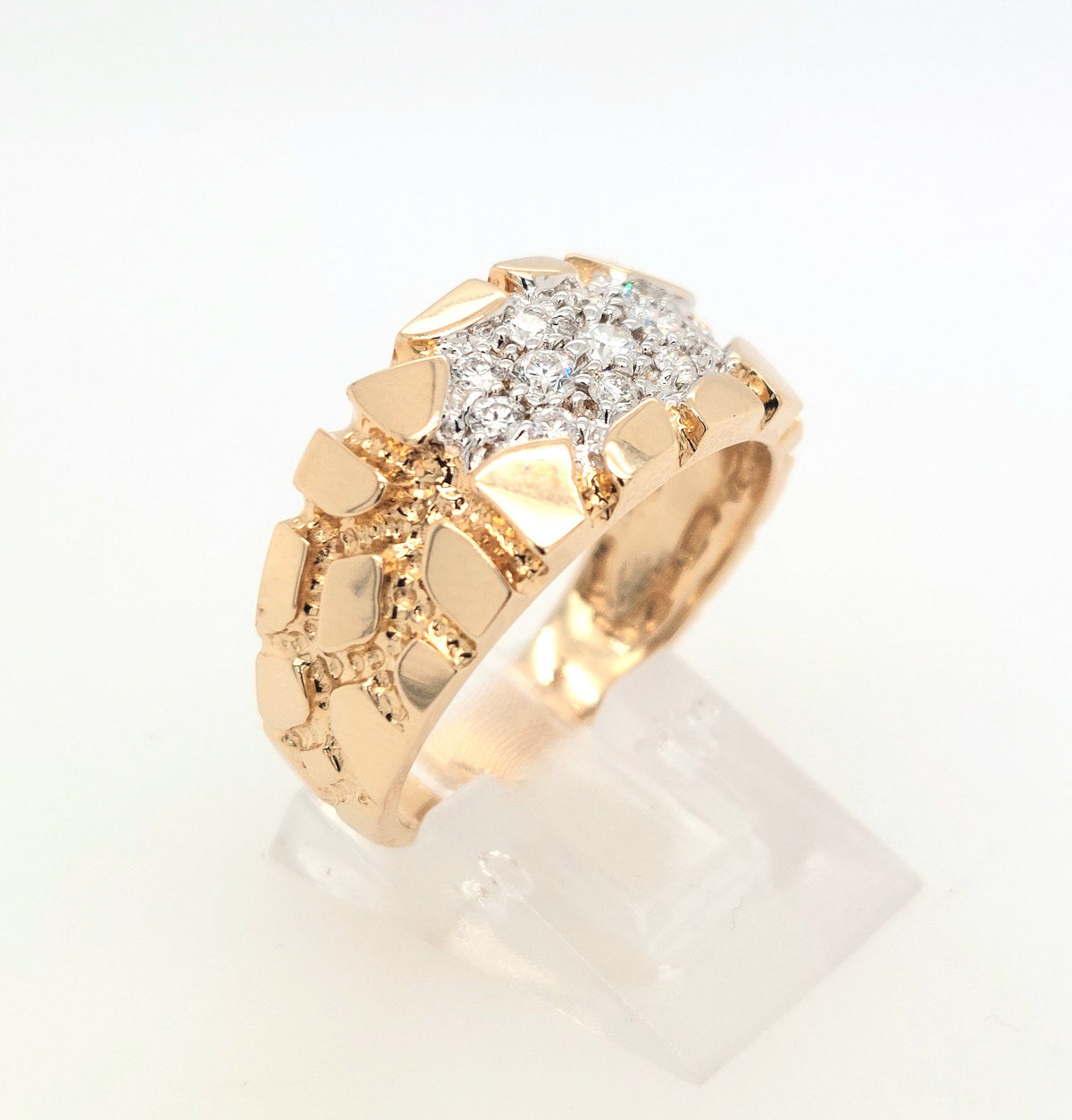 14K Yellow Gold Diamond Nugget Ring