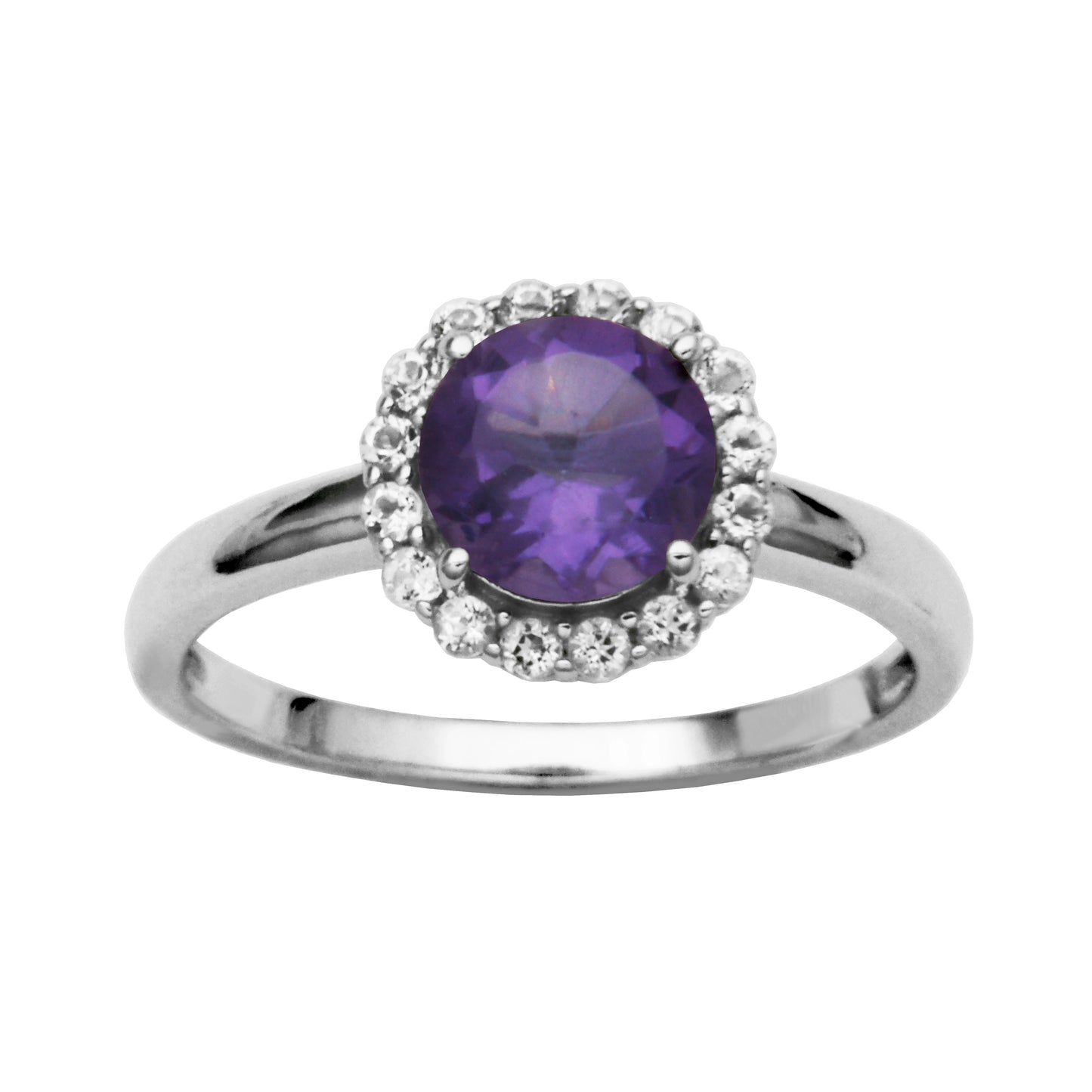 Sterling Silver African Amethyst & White Topaz Ring (Size 7)
