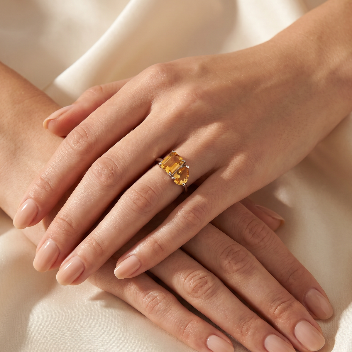 Citrine Toi et Moi Ring