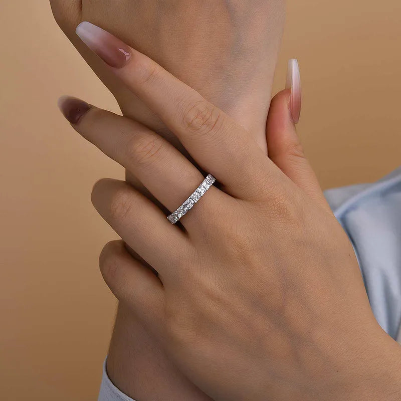Sublime 925 Sterling Silver Radiant Cut Wedding Ring