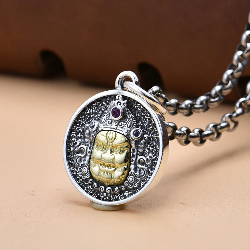 Fortune Jewel 925 Sterling Silver Zakiram Goddess of Wealth Dorje Vajra Spiritual Necklace Pendant