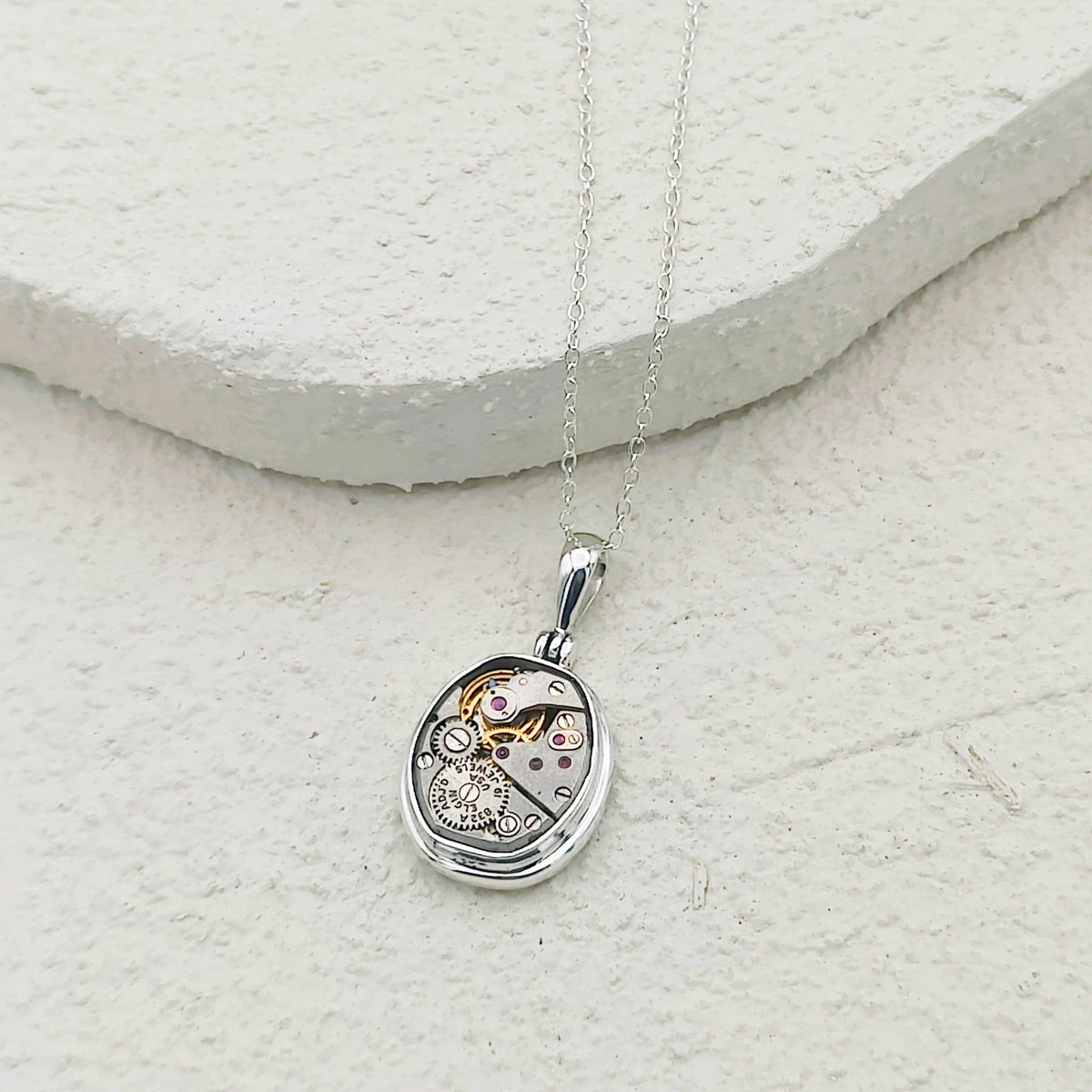 Elgin Watch Movement Pendant | Vintage Timepiece | Sterling Silver
