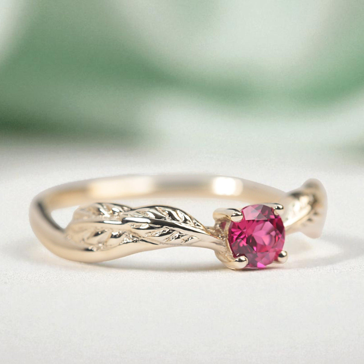 Ember Ruby Leaf Ring