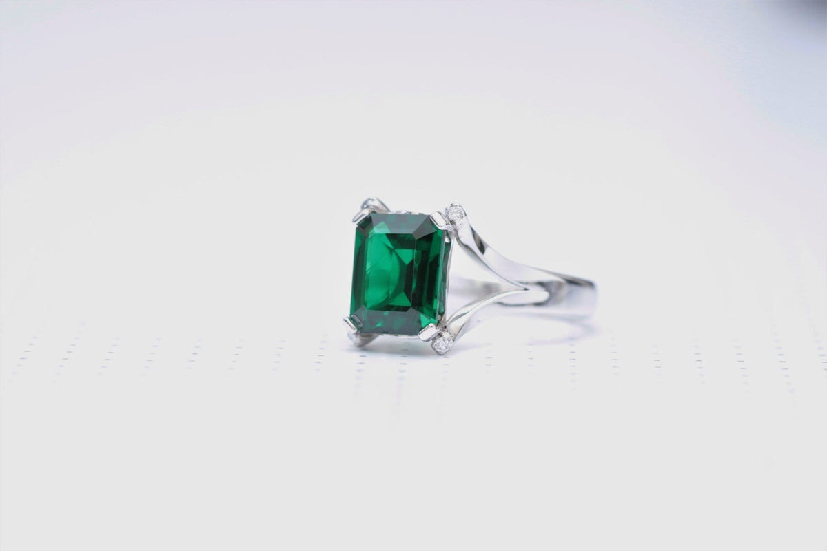 Emerald and Diamond Engagement Ring