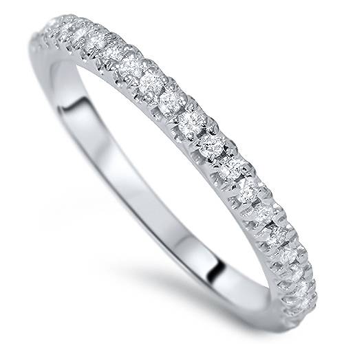 1/4ct Pave Lab Created Diamond Wedding Ring 14K White Gold