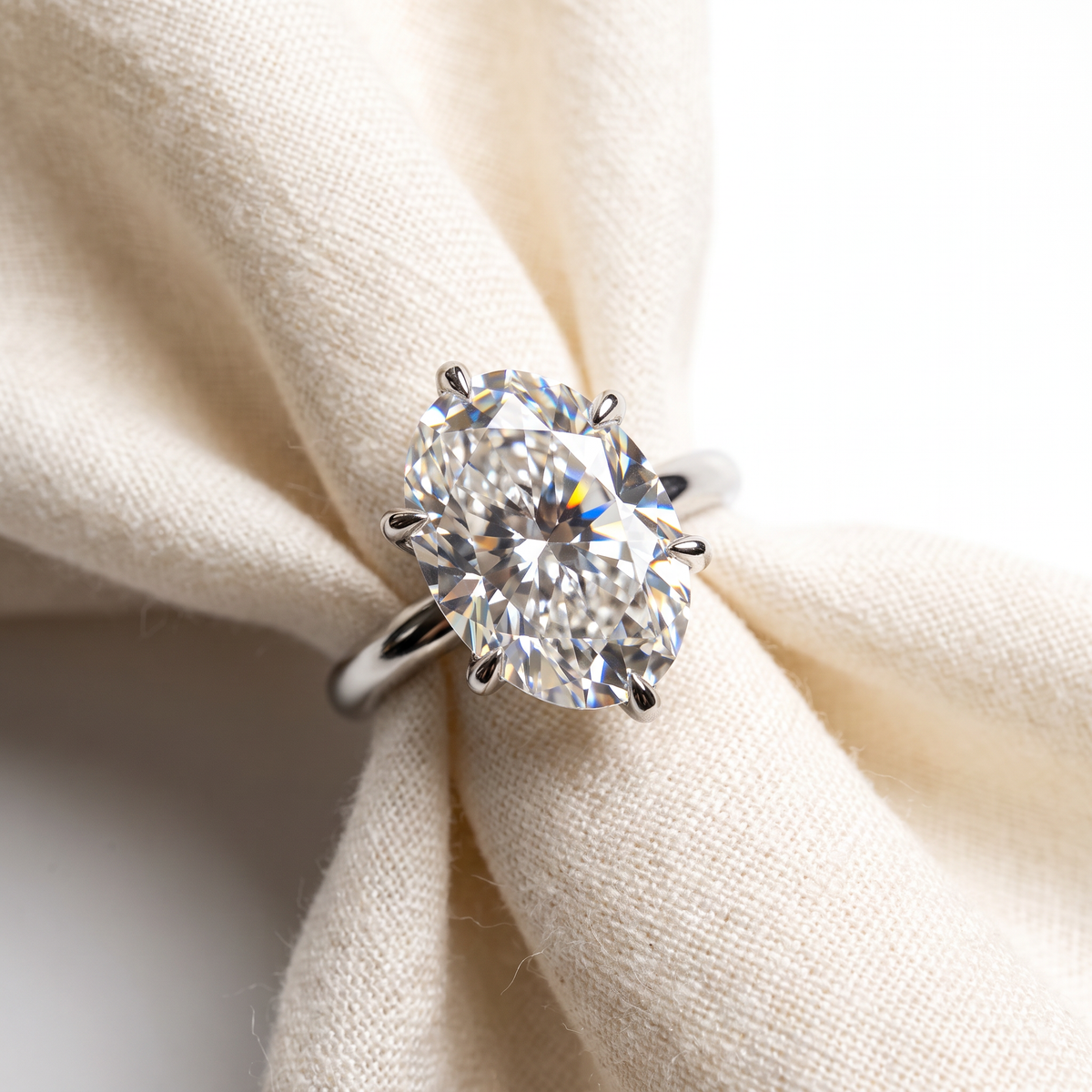 Certified 3Ct Oval Gorgia Solitaire Diamond Engagement Ring 14k Gold Lab Grown