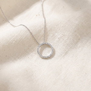 1/3Ct Diamond Circle Pendant Women's 18" Necklace 5/8" Wide