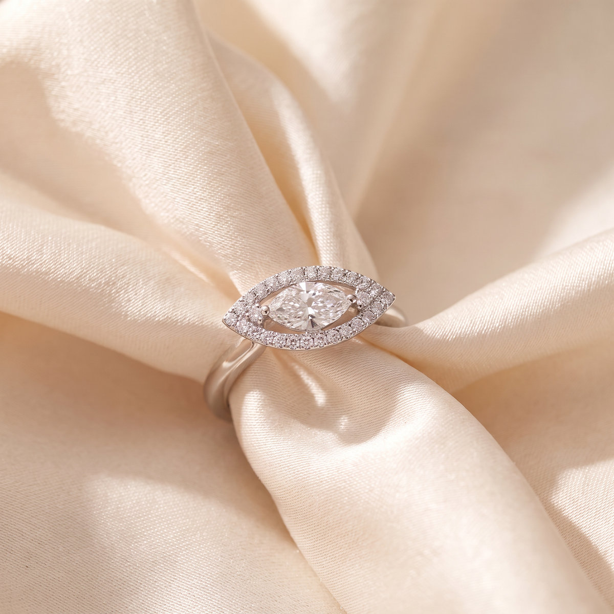 1Ct Marquise Katseye Diamond East to West Ring Gold Lab Grown