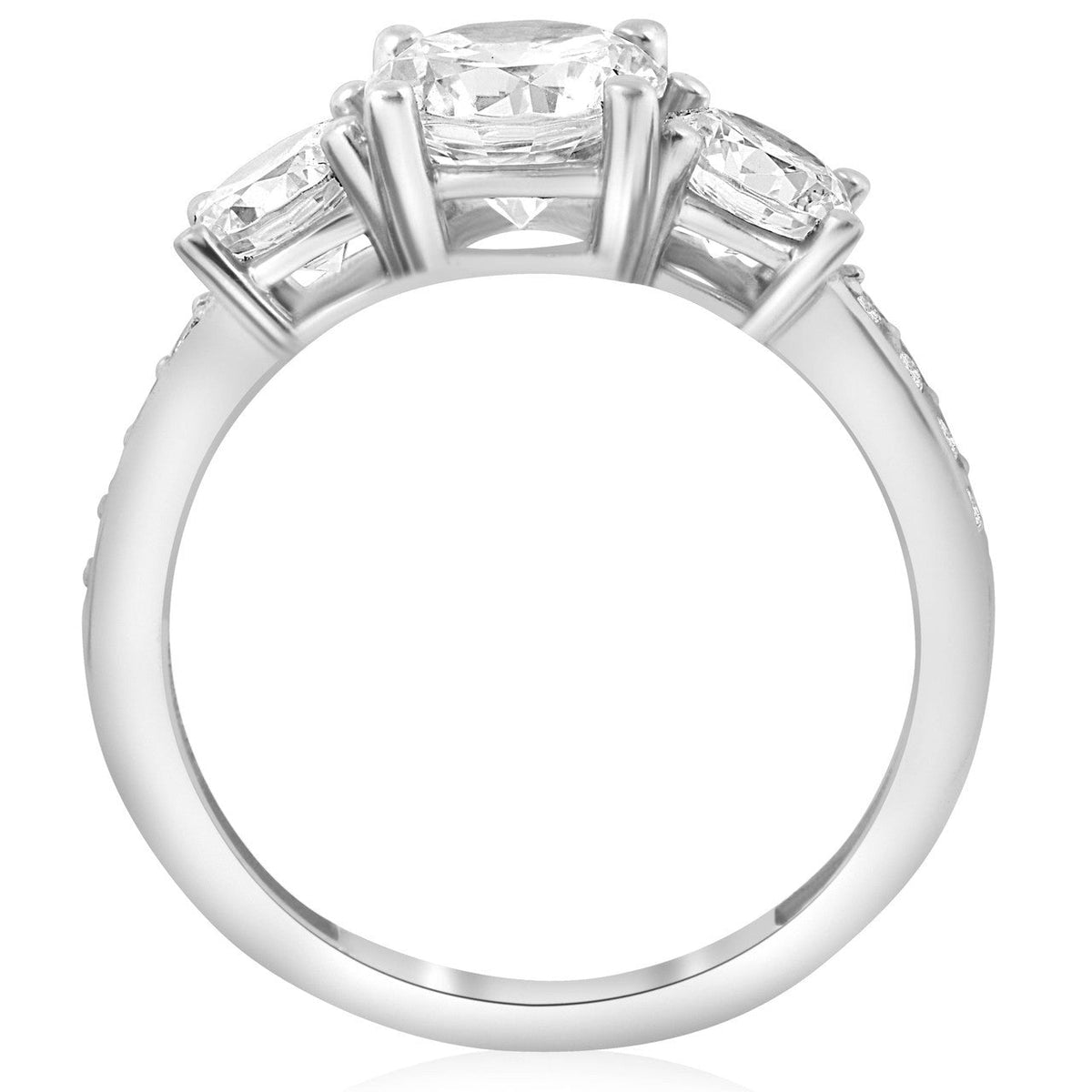 2 Ct TWD Three Stone Diamond Engagement Ring 14k White Gold Anniversary Band