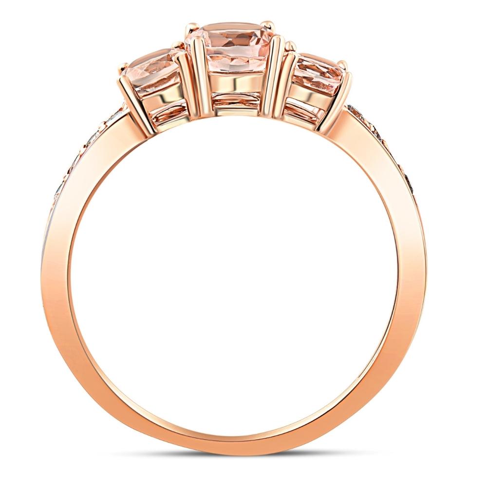 1ct Morganite & Diamond 3-Stone Ring 10k Rose Gold