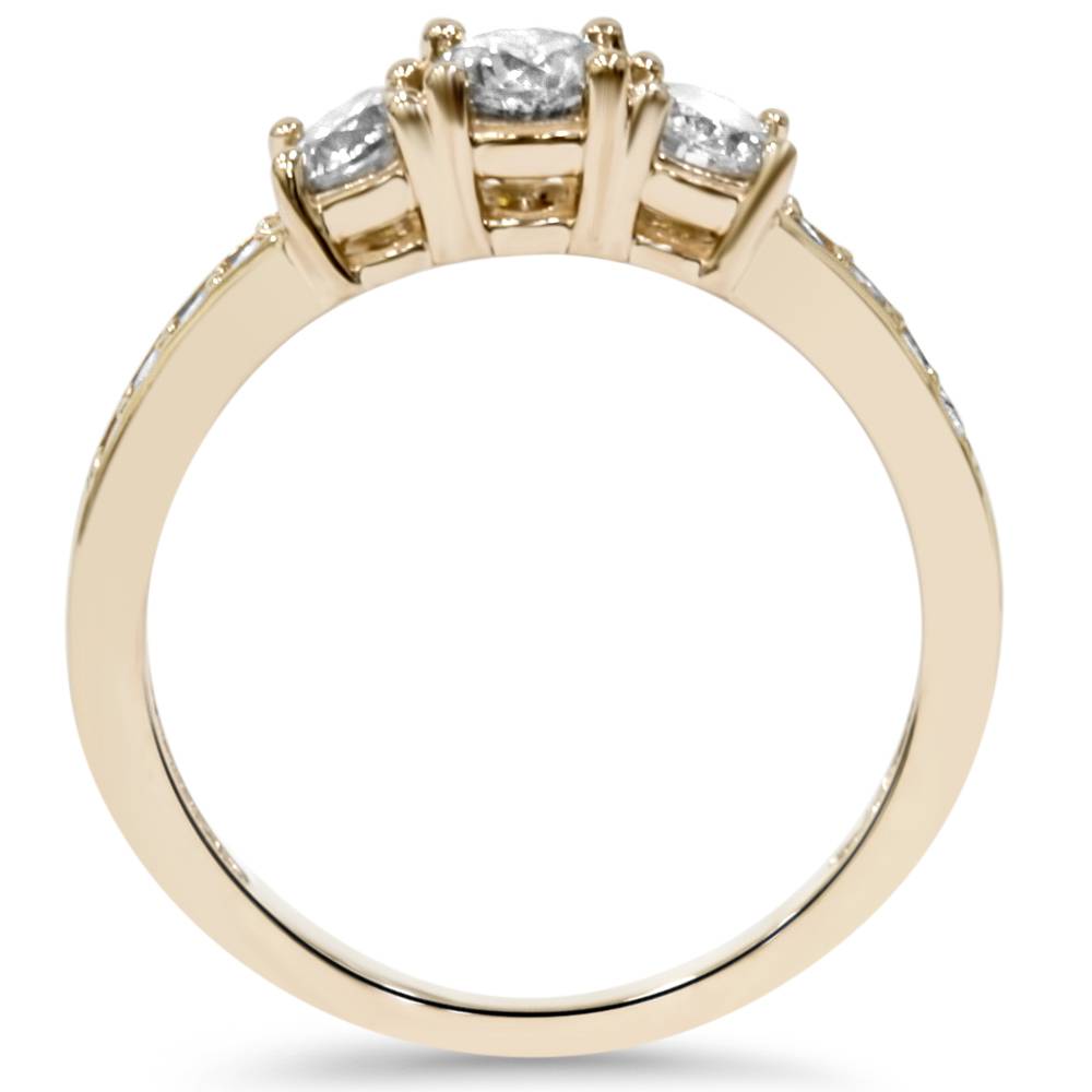 1ct 3 Stone Diamond Engagement Ring 14K Yellow Gold