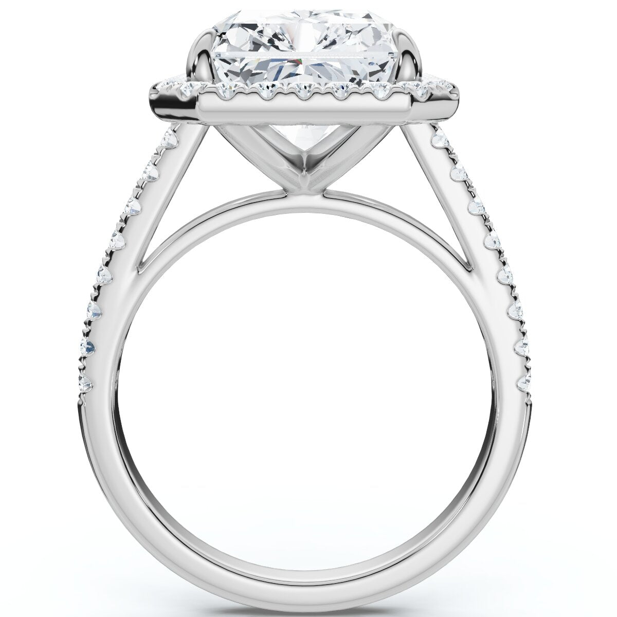 Certified 6 1/2Ct Radiant Cut Diamond Halo Engagement Ring 14k Gold or Platinum