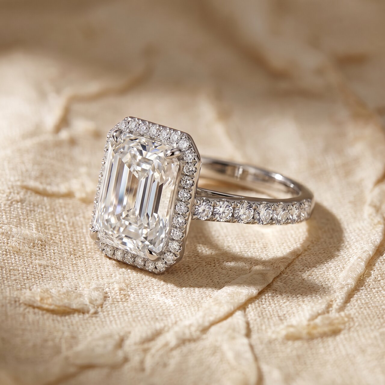 Certified 6 1/2Ct Radiant Cut Diamond Halo Engagement Ring 14k Gold or Platinum