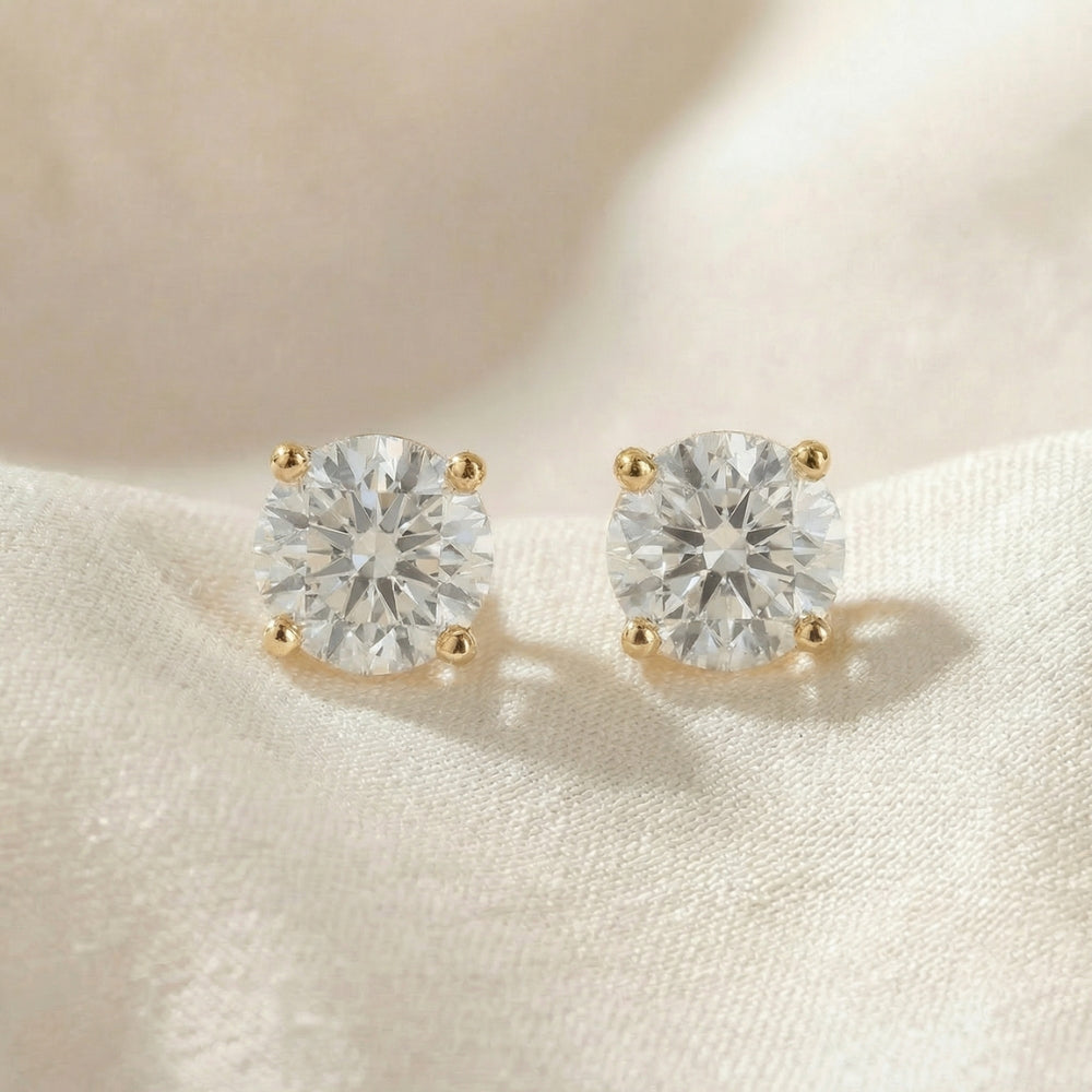 1 1/4 Ct Diamond Screw Back Studs 14k Yellow Gold Lab Grown