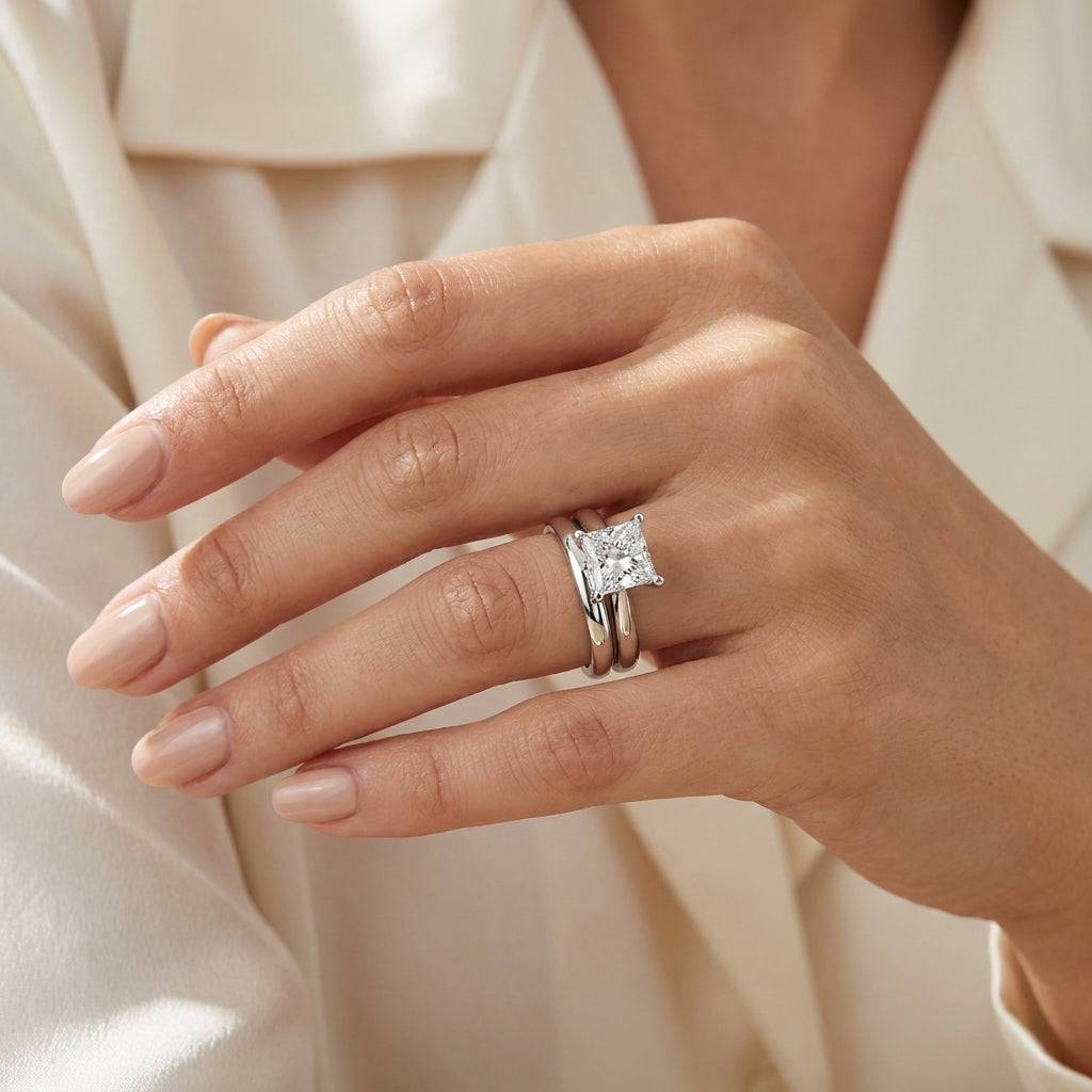 5 Carat Princess Lab Grown Diamond Engagement Ring | 14K White Gold