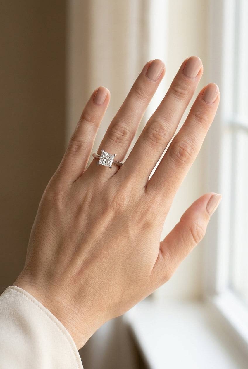5 Carat Princess Lab Grown Diamond Engagement Ring | 14K White Gold