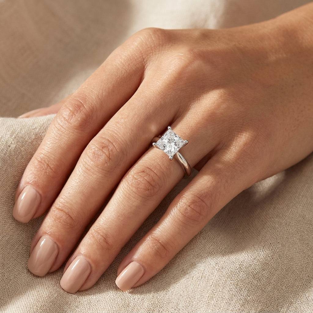 5 Carat Princess Lab Grown Diamond Engagement Ring | 14K White Gold