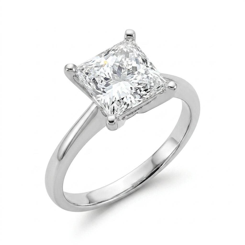 5 Carat Princess Lab Grown Diamond Engagement Ring | 14K White Gold