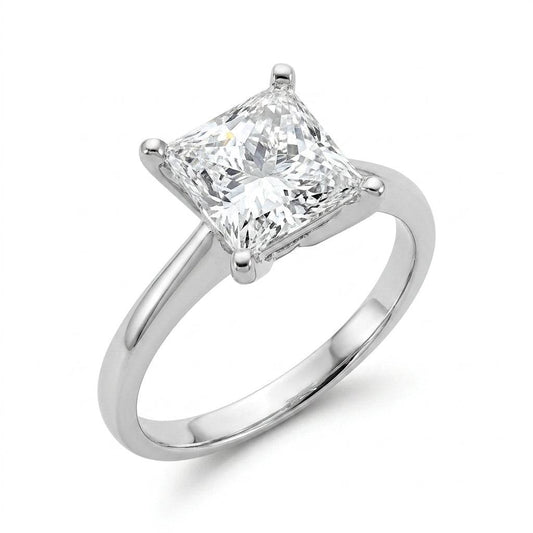 5 Carat Princess Lab Grown Diamond Engagement Ring | 14K White Gold