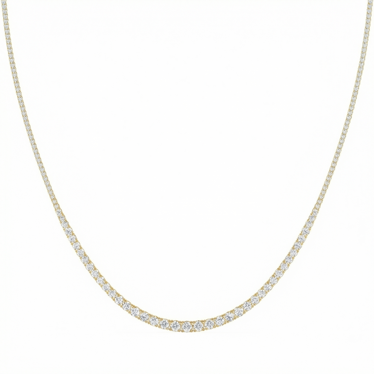 10Ct Graduated Diamond Tennis Necklace Lab Grown 14k Gold 18"