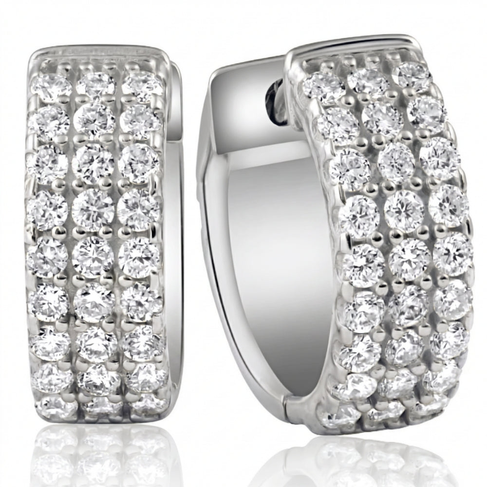 1/2 Ct Diamond  Hoops Women's Earrings Silver Lab Grown