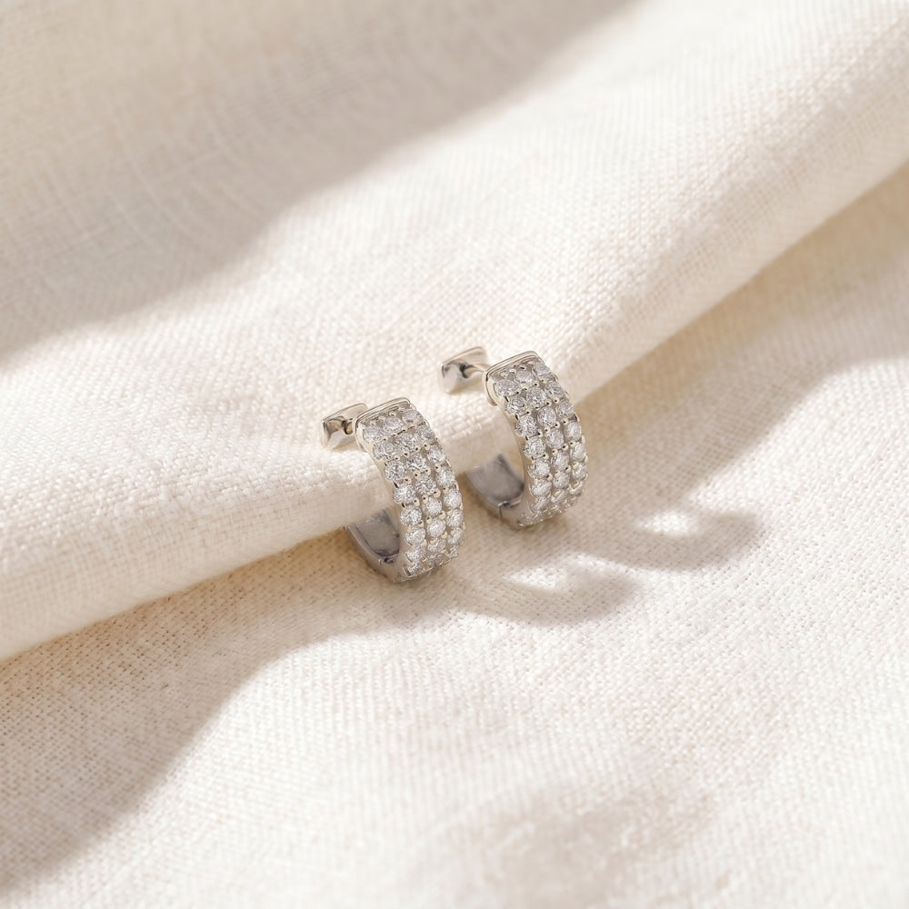 1/2 Ct Diamond  Hoops Women's Earrings Silver Lab Grown
