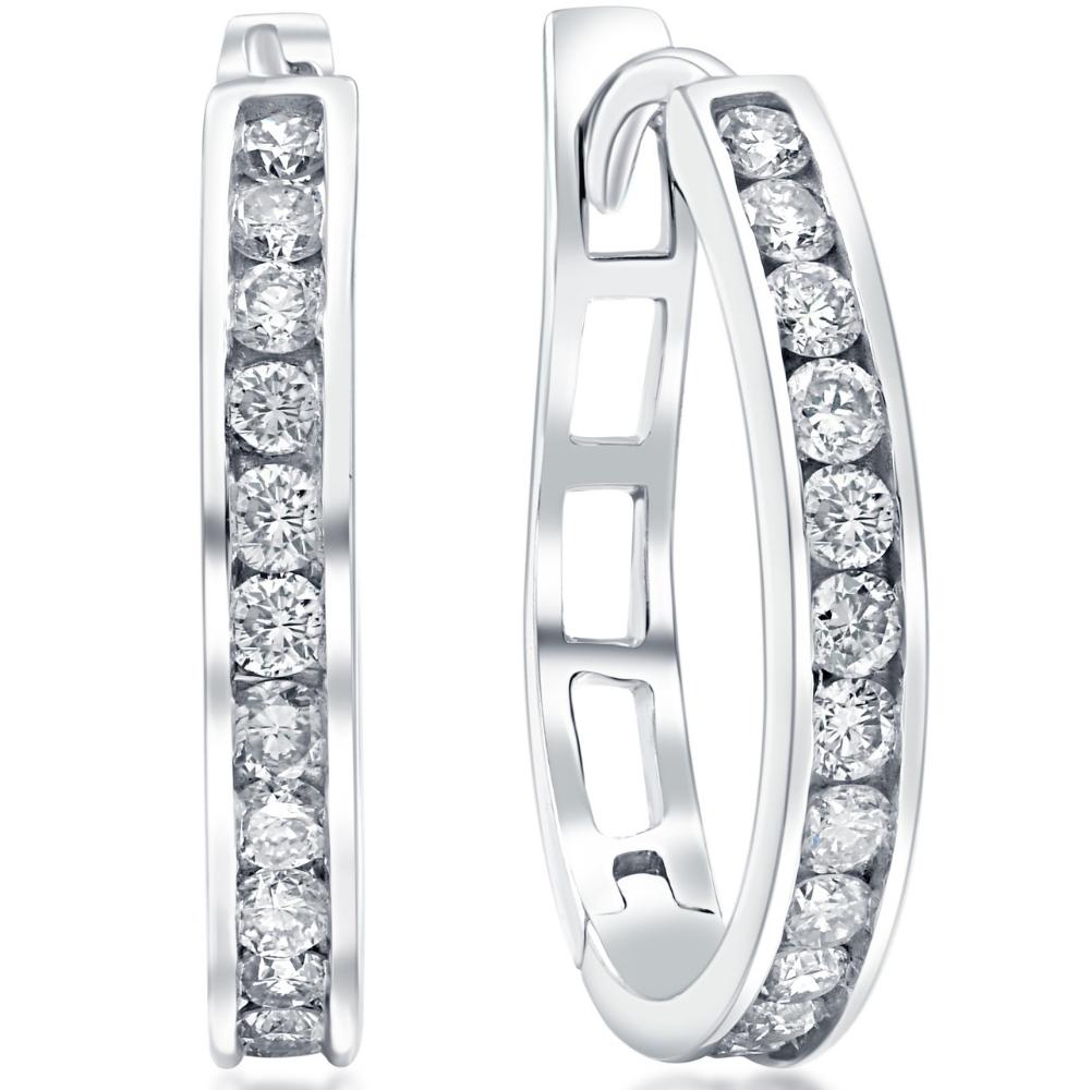 1/2Ct Diamond Hoops in 10k White or Yellow Gold