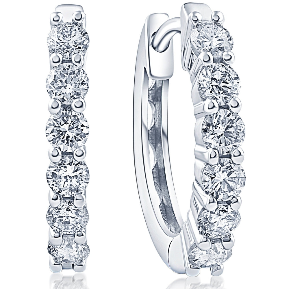 3/4Ct TW Lab Grown Diamond Hoops Silver 1/2" Tall