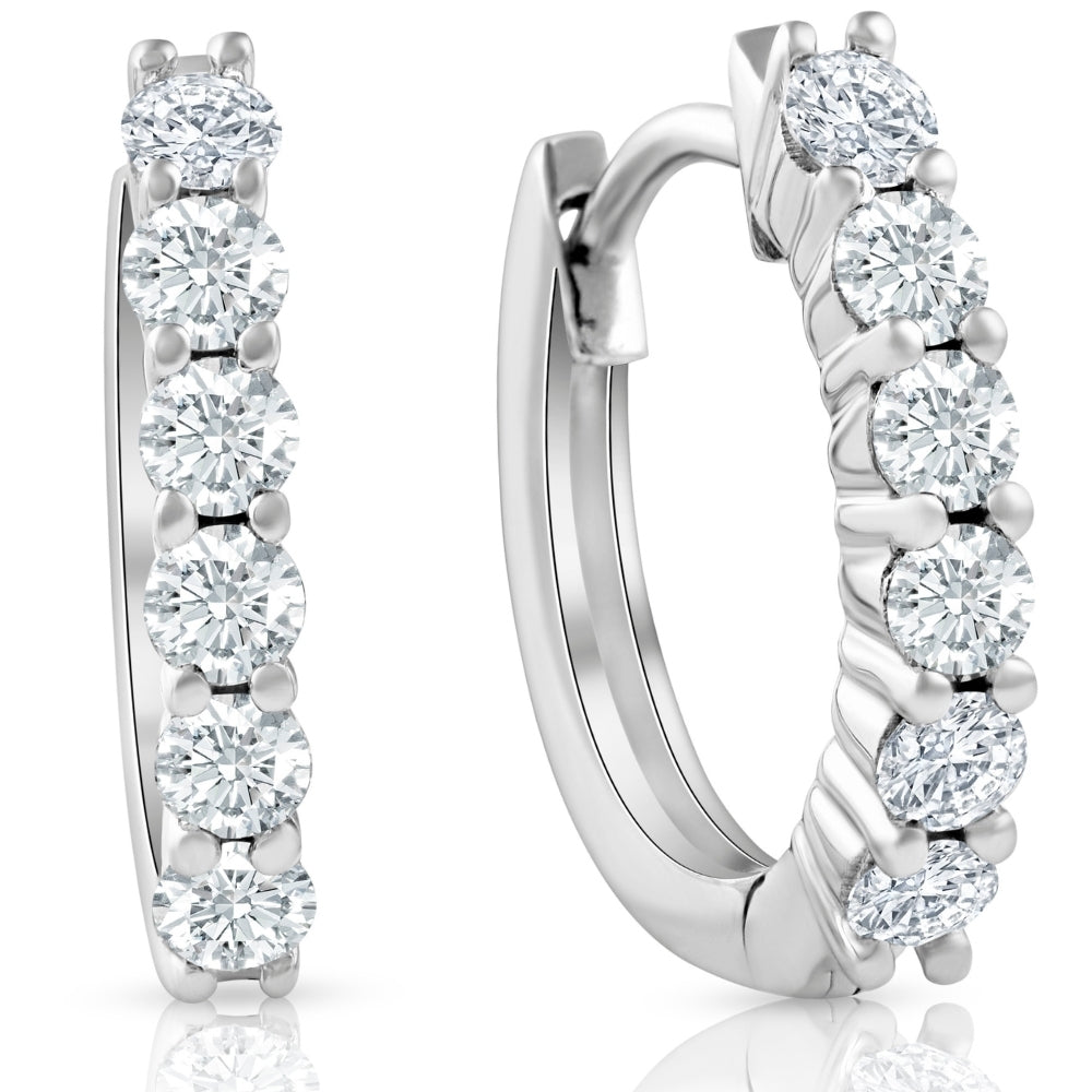 3/4 cttw Lab Grown Diamond Hoops in White or Yellow Gold 1/2" Tall