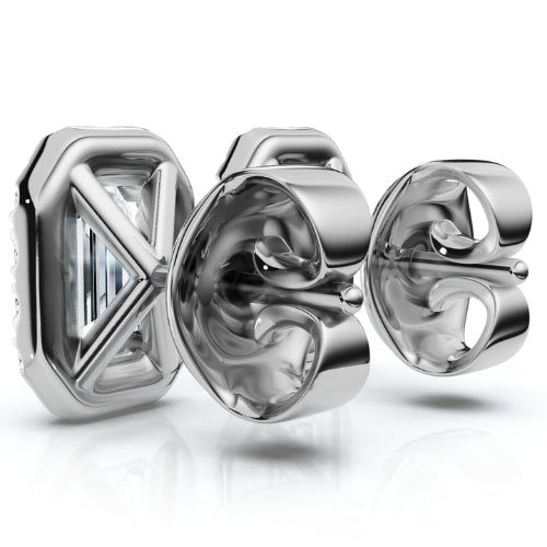 3/4Ct Emerald Lab Grown Diamond Halo Studs Silver Earrings