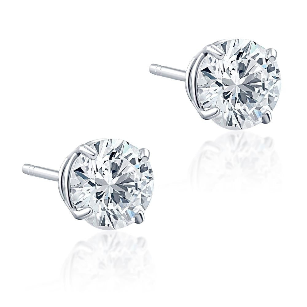 Certified 1.10Ct TW 14K White Gold Diamond Stud Earrings