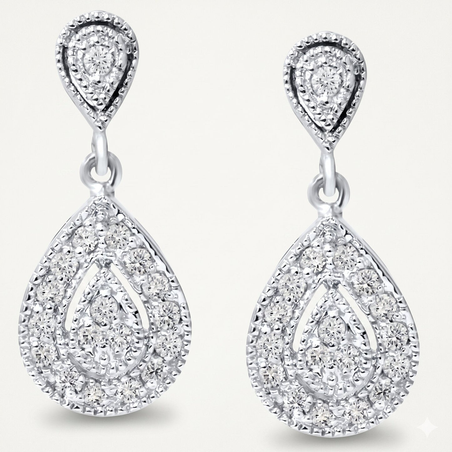 1/2ct Pear Shape Dangle Diamond Earrings 10K White Gold