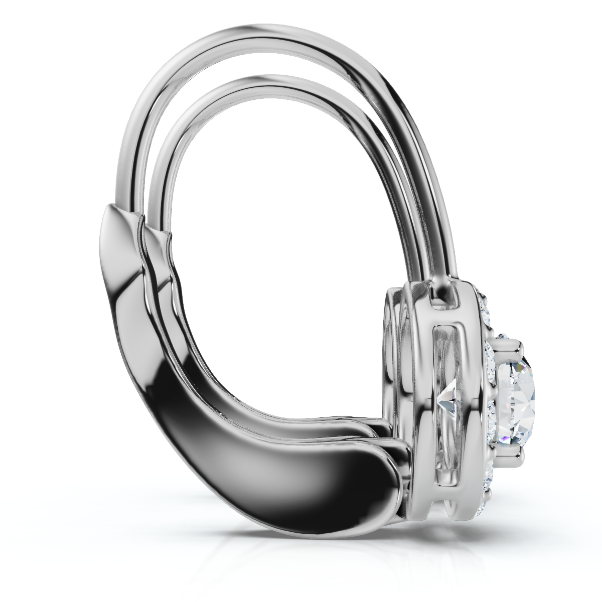 1/2Ct Halo Diamond Hoops With Lever Backs Lab Grown Small 1/2" Tall