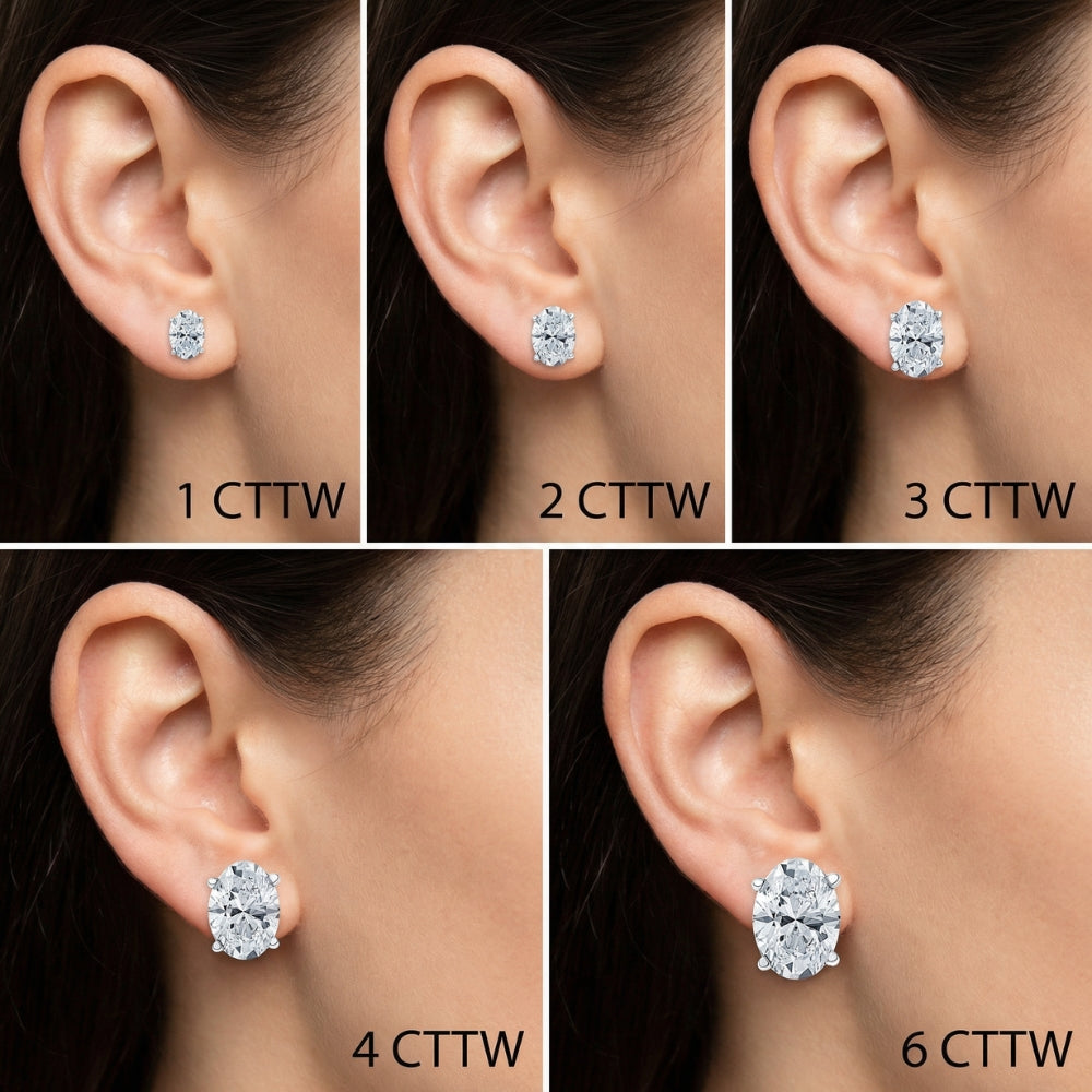 Oval Cut Diamond Prong Studs 14k Gold Lab Grown
