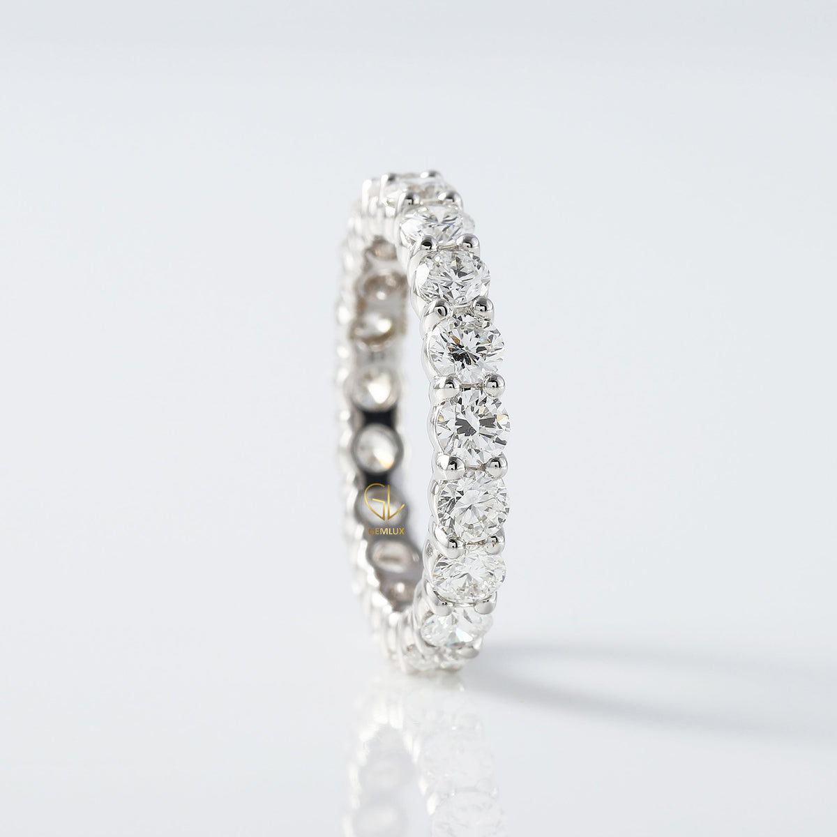 Round Cut Moissanite Eternity Wedding Band