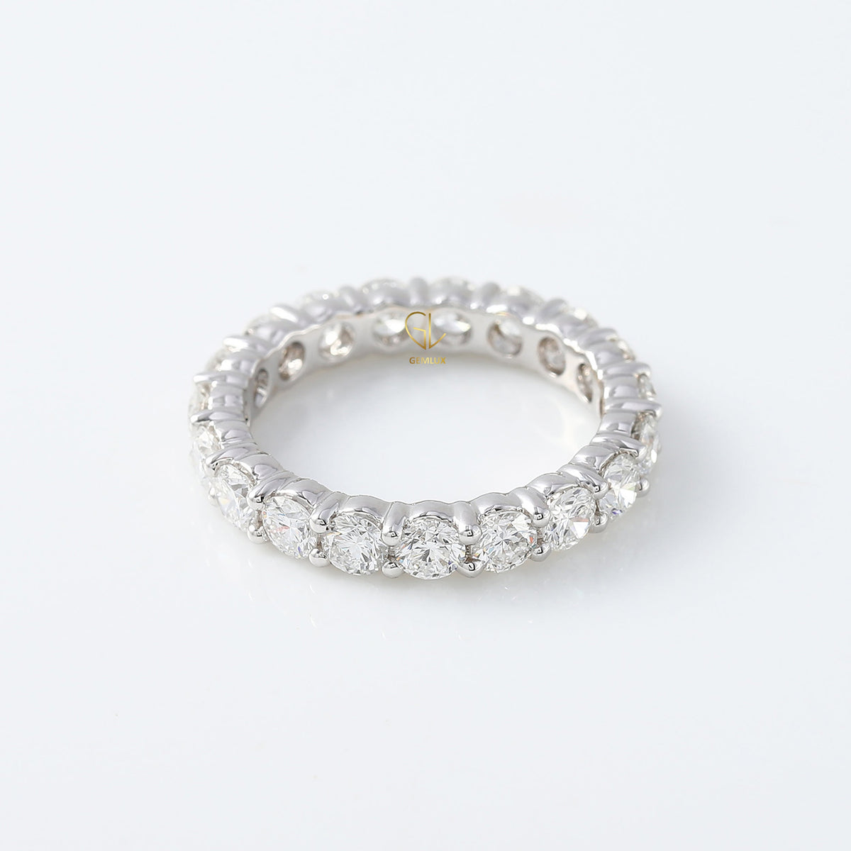 Round Cut Moissanite Eternity Wedding Band