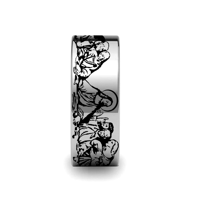 EUCHARIST | Tungsten Last Supper Wedding Band, Flat
