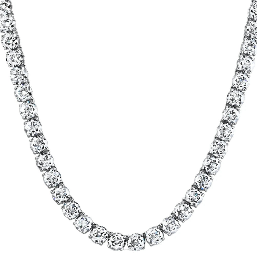 Certified 38.34Ct Natural Diamond 25.5" Tennis Necklace 14k White Gold